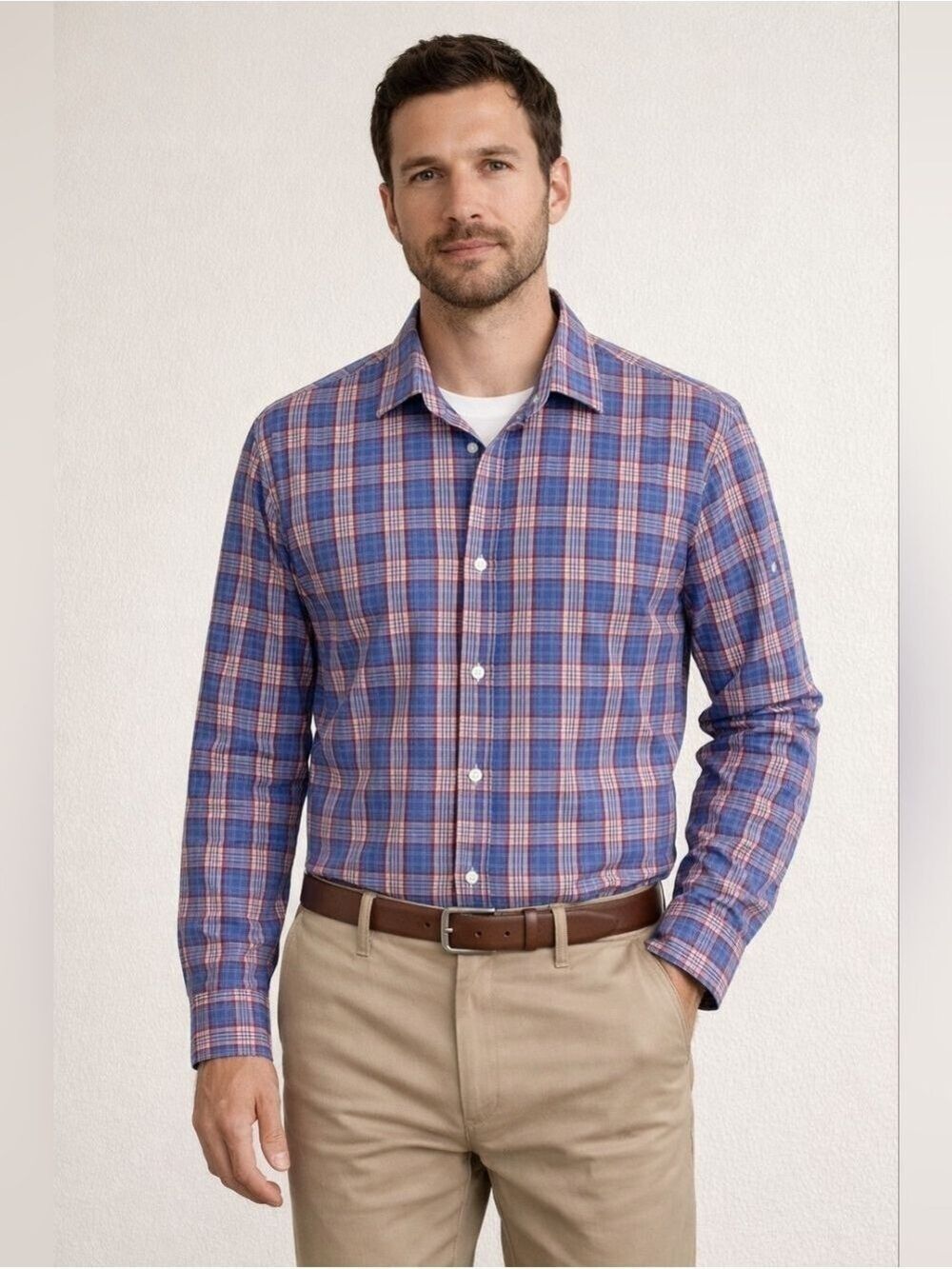 Banana Republic Plaid Button Down Shirt Men XL Blue Red Casual - Picture 7 of 8